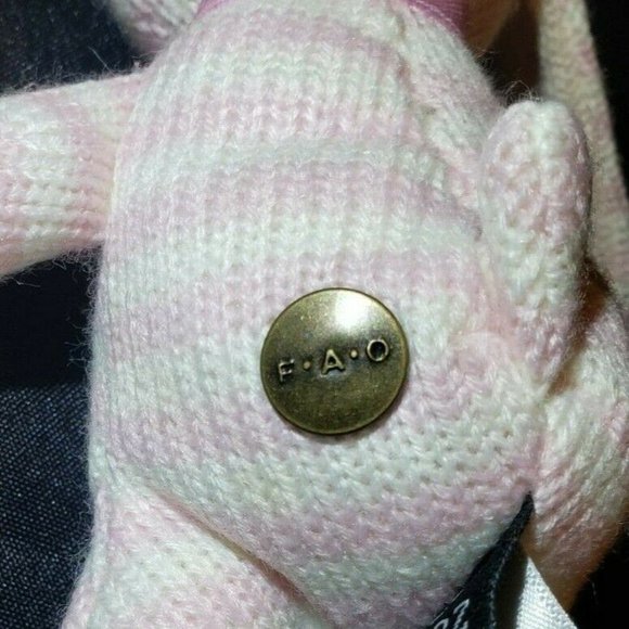 Lovey Plush Bunny Rabbit FAO Schwarz Pink & White Small Stuffed Animal Toy 4" - Picture 3 of 8